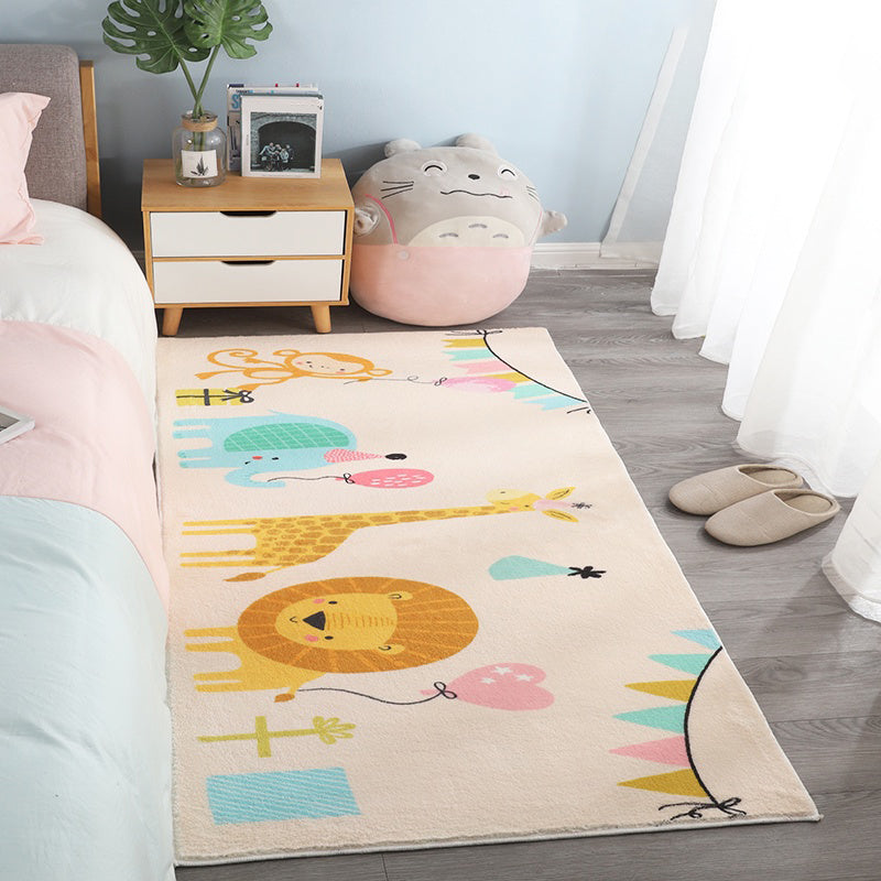 Natural Cartoon Animal Rug Multi-Color Cotton Blend Carpet Pet Friendly Washable Indoor Rug for Childrens Room Yellow Clearhalo 'Area Rug' 'Rug' 2208179