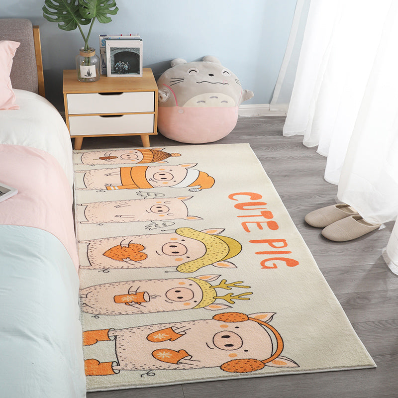 Natural Cartoon Animal Rug Multi-Color Cotton Blend Carpet Pet Friendly Washable Indoor Rug for Childrens Room Clearhalo 'Area Rug' 'Rug' 2208182