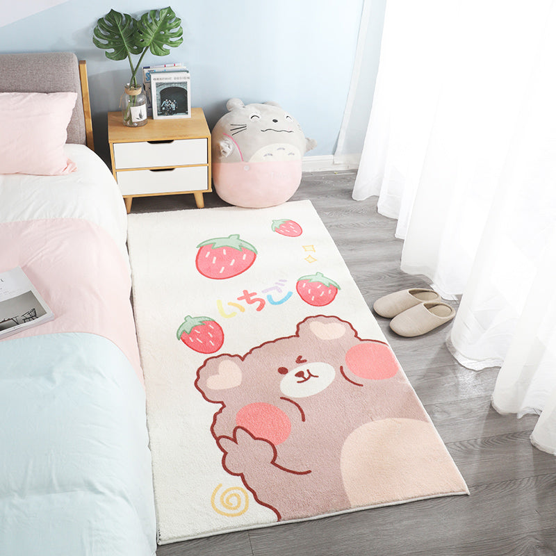 Relaxing Cartoon Bear Print Rug Multi Color Cotton Blend Rug Machine Washable Pet Friendly Carpet for Kids Bedroom Light Brown Clearhalo 'Area Rug' 'Rug' 2208213