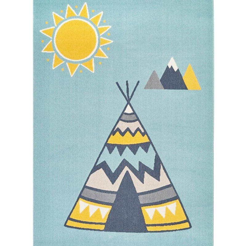 Simple Kids Bedroom Rug Multi Color Cartoon Animal Area Carpet Cotton Blend Pet Friendly Washable Rug Blue-Yellow Clearhalo 'Area Rug' 'Rug' 2208221