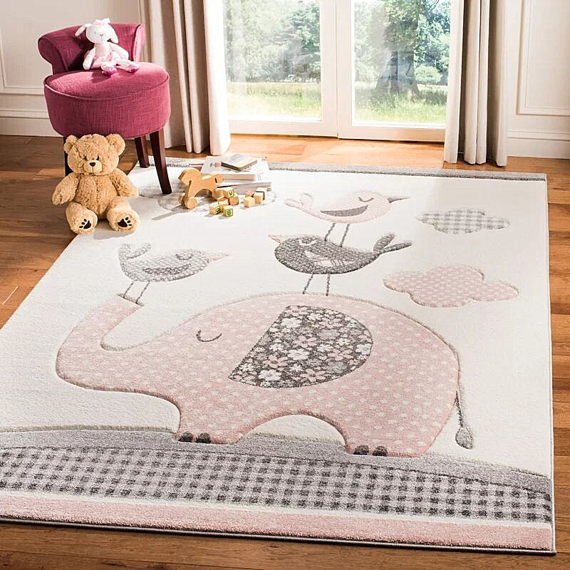 Simple Kids Bedroom Rug Multi Color Cartoon Animal Area Carpet Cotton Blend Pet Friendly Washable Rug Clearhalo 'Area Rug' 'Rug' 2208224