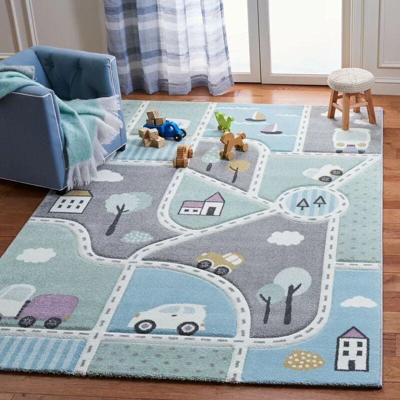 Simple Kids Bedroom Rug Multi Color Cartoon Animal Area Carpet Cotton Blend Pet Friendly Washable Rug Clearhalo 'Area Rug' 'Rug' 2208228