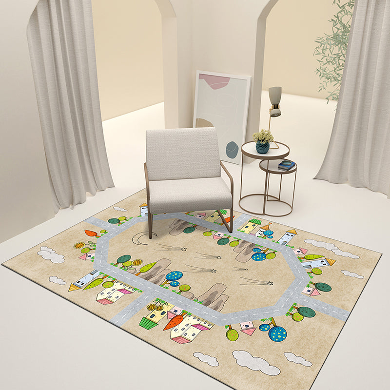 Casual Cartoon Patterned Rug Multi Colored Cotton Blend Rug Anti-Slip Backing Easy Care Carpet for Bedroom Clearhalo 'Area Rug' 'Rug' 2208258