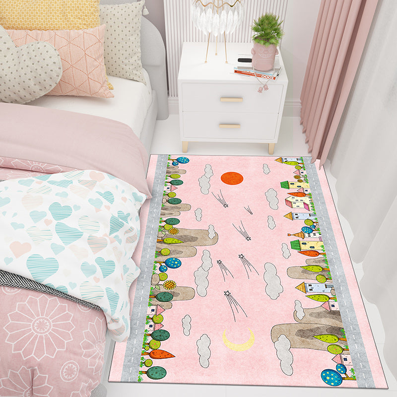 Casual Cartoon Patterned Rug Multi Colored Cotton Blend Rug Anti-Slip Backing Easy Care Carpet for Bedroom Clearhalo 'Area Rug' 'Rug' 2208260