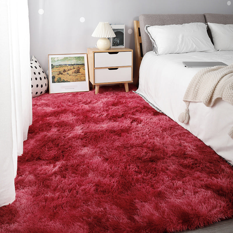 Relaxing Bedroom Rug Multi Colored Tie-Dye Printed Area Rug Faux Fur Anti-Slip Backing Washable Indoor Rug Burgundy Clearhalo 'Area Rug' 'Casual' 'Rugs' Rug' 2208628