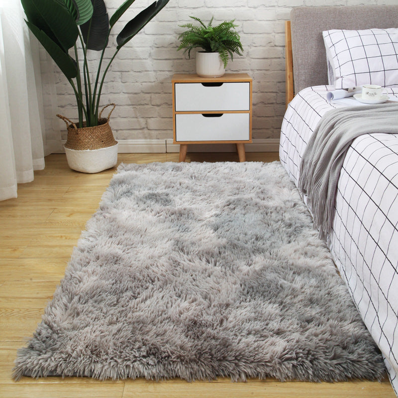 Western Plain Rug Multi-Colored Faux Wool Indoor Rug Washable Anti-Slip Backing Area Carpet for Bedroom Light Gray Clearhalo 'Area Rug' 'Casual' 'Rugs' Rug' 2208670