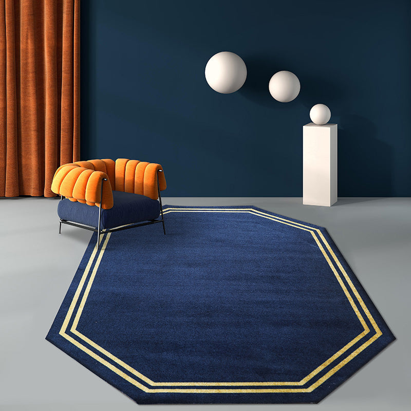 Irregular Shape Stripe Printed Rug Dark Blue Nordic Carpet Polyster Easy Care Pet Friendly Washable Rug for Living Room Dark Blue Clearhalo 'Area Rug' 'Rug' 2208970