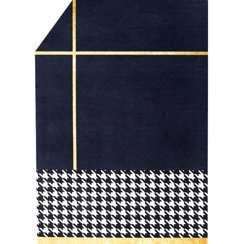 Contemporary Houndstooth Print Rug Dark Blue Polyster Carpet Stain-Resistant Anti-Slip Rug for Living Room Clearhalo 'Area Rug' 'Rug' 2208979