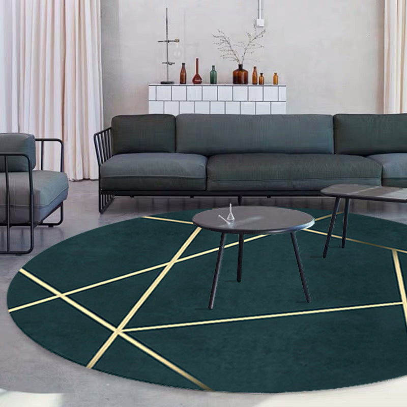 Dark Green Abstract Printed Rug Polyster Trendy Carpet Anti-Slip Pet Friendly Rug for Living Room Clearhalo 'Area Rug' 'Rug' 2209009