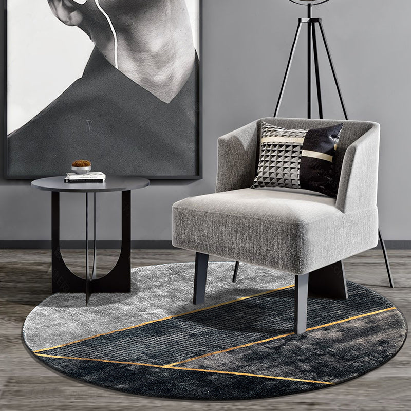 Multi Colored Minimalist Rug Cotton Blend Geometric Pattern Area Carpet Anti-Slip Machine Washable Rug for Decoration Dark Gray Clearhalo 'Area Rug' 'Rug' 2209037