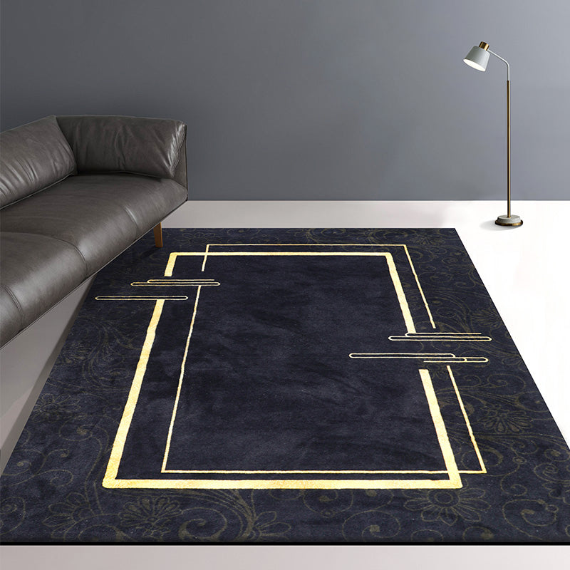 Dark Blue Contemporary Rug Synthetics Geometric Printed Area Carpet Pet Friendly Indoor Rug for Room Clearhalo 'Area Rug' 'Rug' 2209221