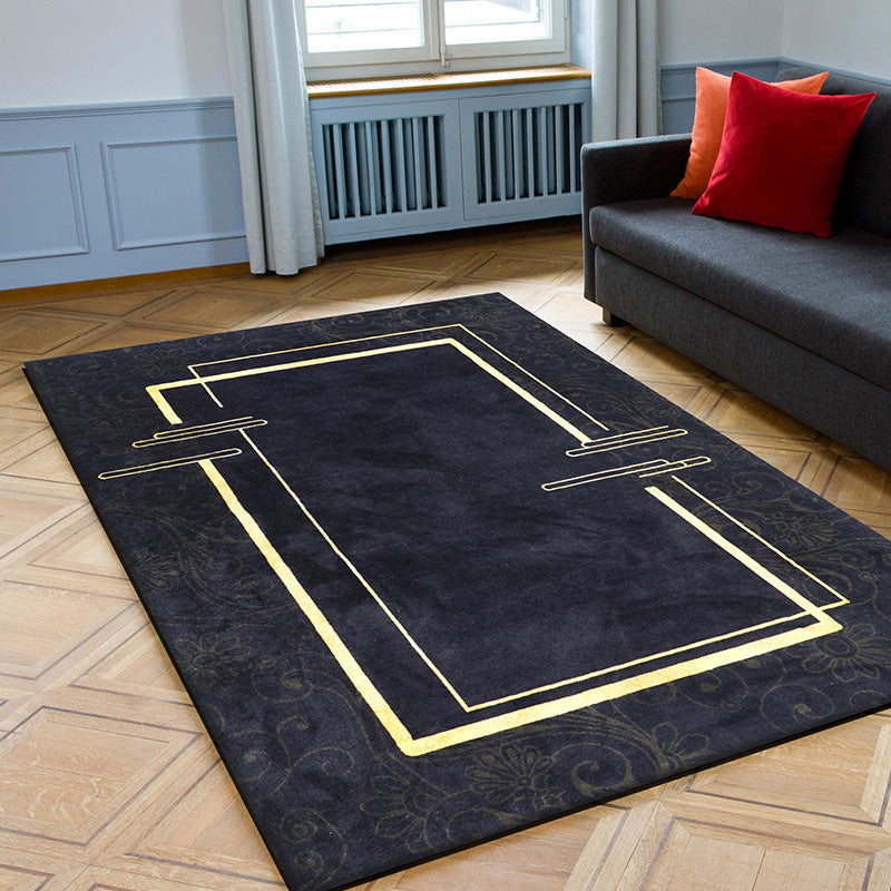 Dark Blue Contemporary Rug Synthetics Geometric Printed Area Carpet Pet Friendly Indoor Rug for Room Clearhalo 'Area Rug' 'Rug' 2209223