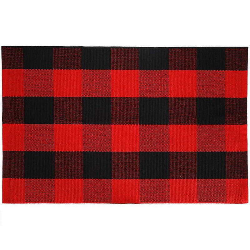 Simple Multi Color Classic Rug Cotton Blend Plaid Printed Carpet Machine Washable Easy Care Indoor Rug for Decoration Red-Black Clearhalo 'Area Rug' 'Moroccan' 'Rugs' Rug' 2209546