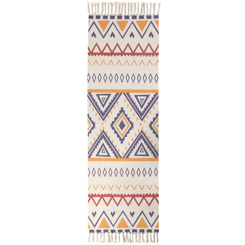 Moroccan Room Rug Multi-Color Tribal Totem Rug Cotton Blend Washable Hand Twisted Carpet with Tassel Yellow Clearhalo 'Area Rug' 'Moroccan' 'Rugs' Rug' 2209570