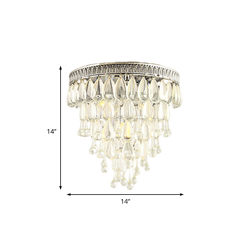 Tiered Flush Mount Light Modern Teardrop Crystal 4 Lights Chrome Ceiling Fixture for Bedroom Clearhalo 'Ceiling Lights' 'Close To Ceiling Lights' 'Close to ceiling' 'Flush mount' Lighting' 221241