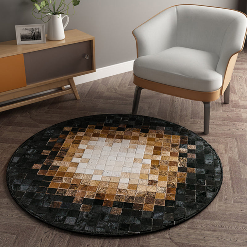 Rustic Look Geo Printed Rug Multi-Color Cowhide Indoor Rug Stain-Resistant Pet Friendly Carpet for Decoration Brown-Black Clearhalo 'Area Rug' 'Rug' 2213149