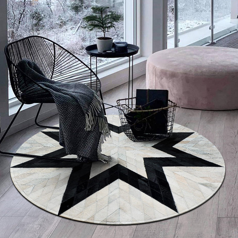 Luxury Room Rug Multi Colored Geometric Printed Area Carpet Cowhide Pet Friendly Easy Care Rug Black Clearhalo 'Area Rug' 'Rug' 2213156