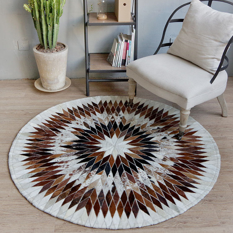 Creative Living Room Rug Multi-Color Geo Printed Area Rug Cowhide Stain-Resistant Pet Friendly Carpet Clearhalo 'Area Rug' 'Rug' 2213168