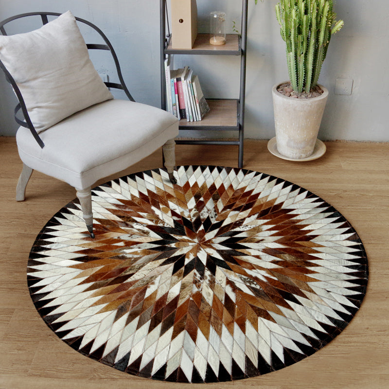 Creative Living Room Rug Multi-Color Geo Printed Area Rug Cowhide Stain-Resistant Pet Friendly Carpet Clearhalo 'Area Rug' 'Rug' 2213170