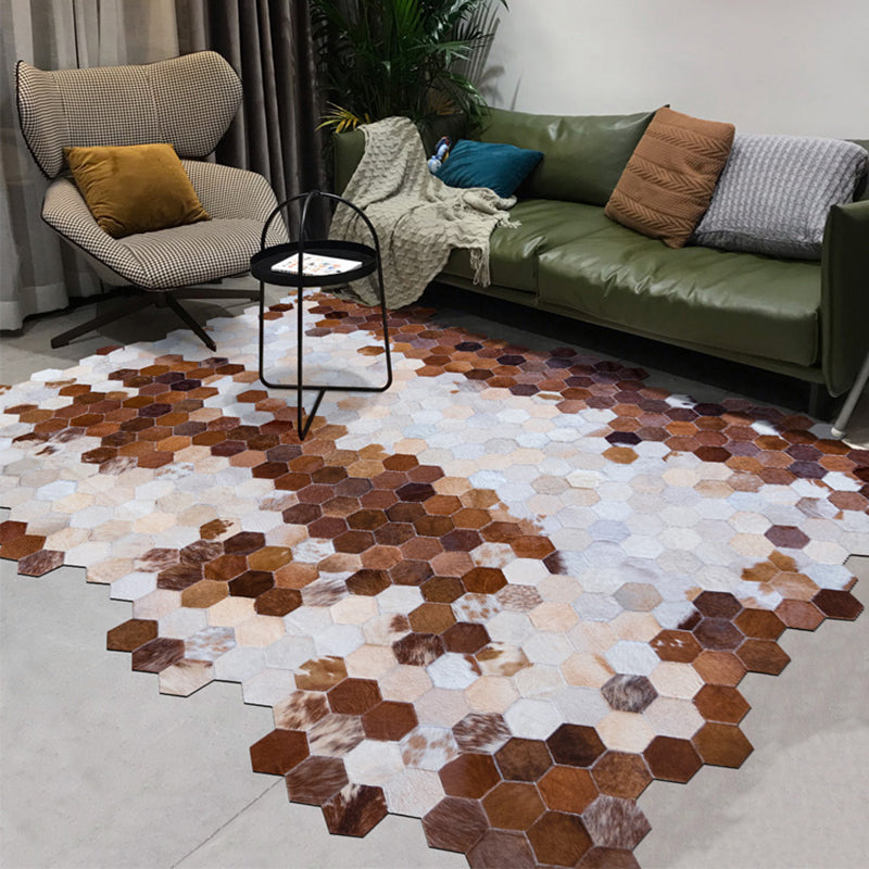 Creative Geo Printed Rug Brown Cowhide Area Rug Pet Friendly Easy Care Indoor Rug for Decoration Clearhalo 'Area Rug' 'Modern' 'Rugs' Rug' 2213256