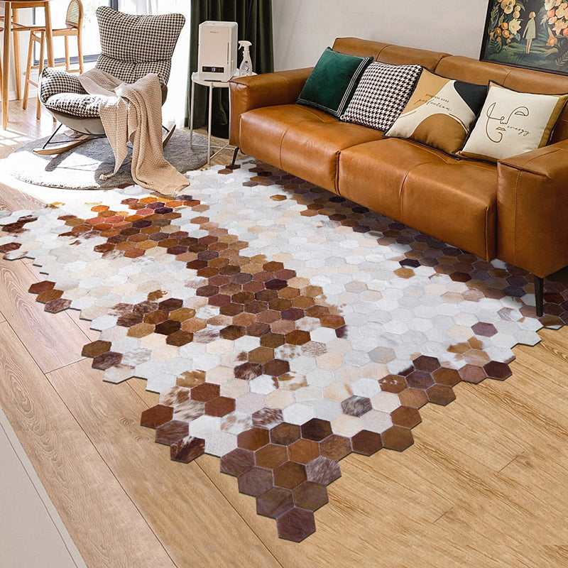 Creative Geo Printed Rug Brown Cowhide Area Rug Pet Friendly Easy Care Indoor Rug for Decoration Clearhalo 'Area Rug' 'Modern' 'Rugs' Rug' 2213257