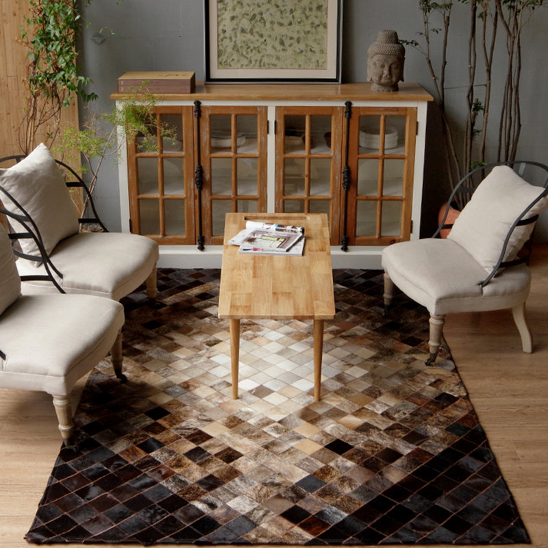 Multi-Color Living Room Rug Rustic Geometric Pattern Carpet Cowhide Handmade Pet Friendly Stain-Resistant Rug Clearhalo 'Area Rug' 'Rug' 2213267