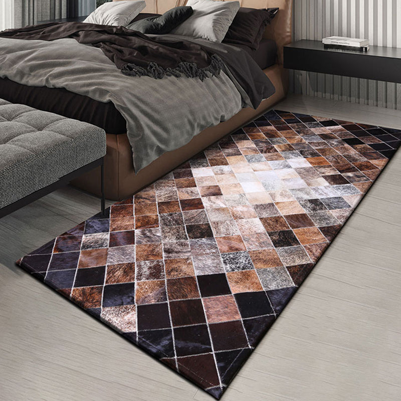 Multi Colored Bedroom Rug Cyberpunk Geo Patterned Area Carpet Cowhide Hand Worked Pet Friendly Rug Clearhalo 'Area Rug' 'Rug' 2213279