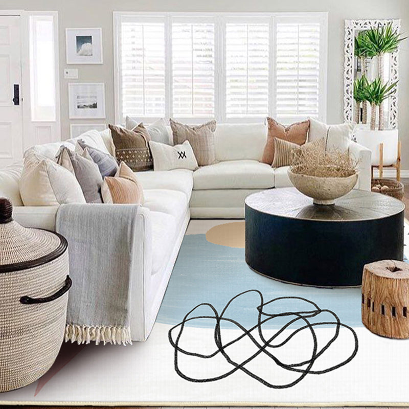 Multi-Colored Abstract Pattern Rug Blended Western Area Rug Easy Care Machine Washable Carpet for Decoration Sky Blue-White Clearhalo 'Area Rug' 'Rug' 2213374