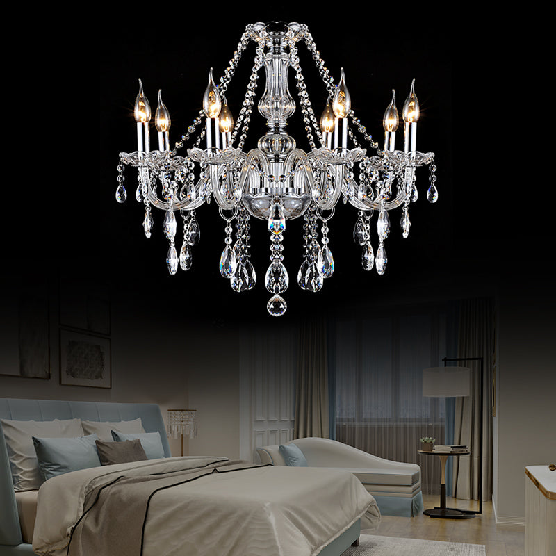 Clear Crystal Candelabra Chandelier Light Modern 6/8 Lights Hanging Ceiling Light for Living Room Clearhalo 'Ceiling Lights' 'Chandeliers' 'Clear' 'Industrial' 'Modern Chandeliers' 'Modern' 'Tiffany' 'Traditional Chandeliers' Lighting' 221385