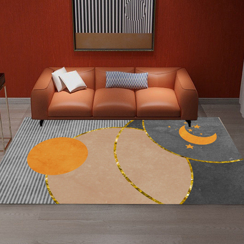 Minimalist Geometric Printed Rug Multicolor Polypropylene Area Carpet Anti-Slip Backing Pet Friendly Rug for Decor Gray-Orange Clearhalo 'Area Rug' 'Rug' 2213902