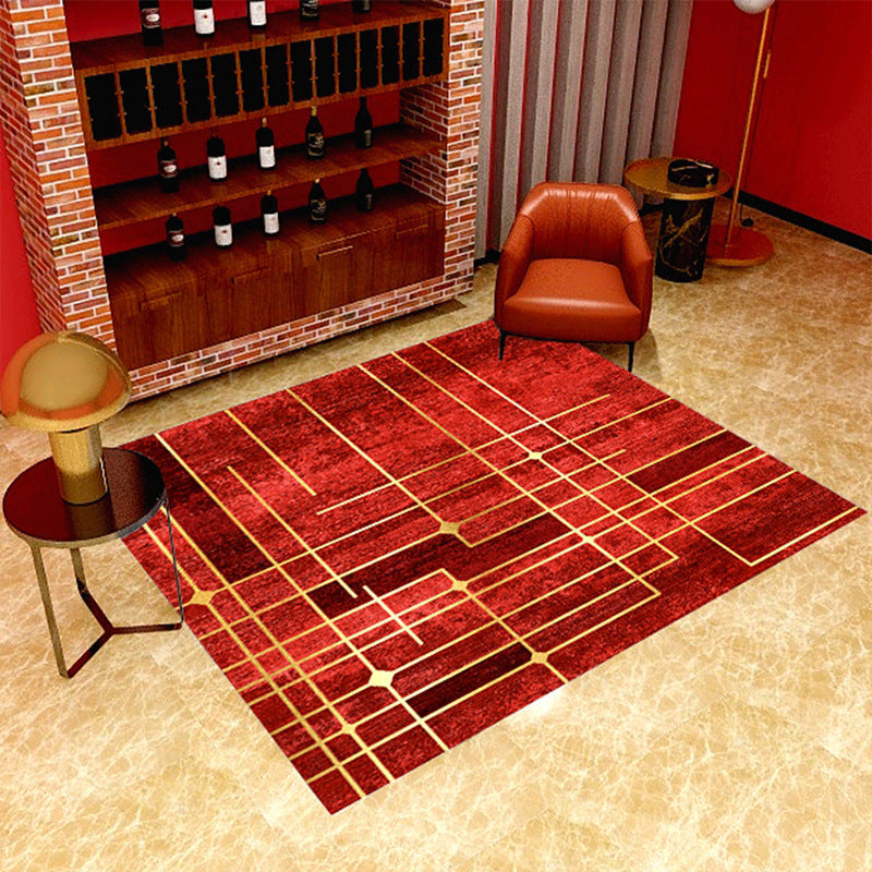 Minimalist Geometric Printed Rug Multicolor Polypropylene Area Carpet Anti-Slip Backing Pet Friendly Rug for Decor Red-Gold Clearhalo 'Area Rug' 'Rug' 2213919