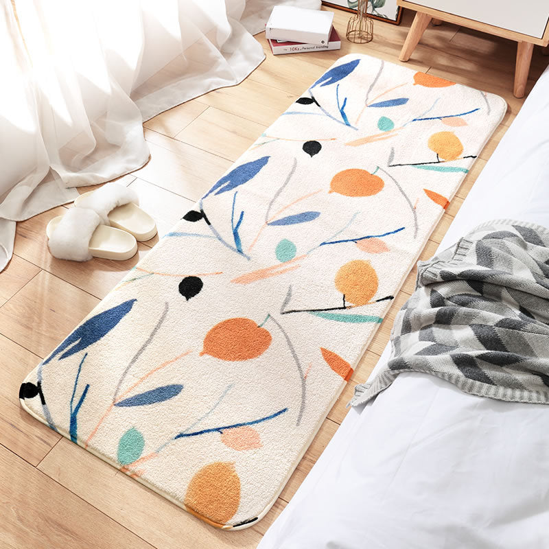 Multi-Colored Plant Pattern Rug Lamb Wool Casual Indoor Rug Non-Slip Pet Friendly Washable Carpet for Childrens Bedroom Blue-Orange Clearhalo 'Area Rug' 'Rug' 2213973