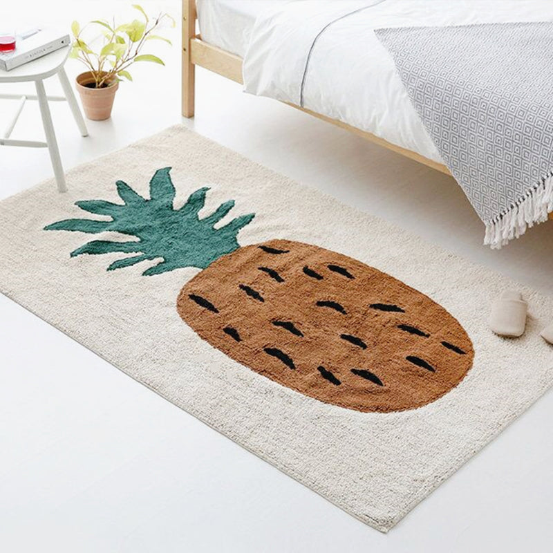 Brown Kids Bedroom Rug Lovely Cartoon Pineapple Pattern Rug Blended Easy Care Pet Friendly Carpet Clearhalo 'Area Rug' 'Rug' 2213993