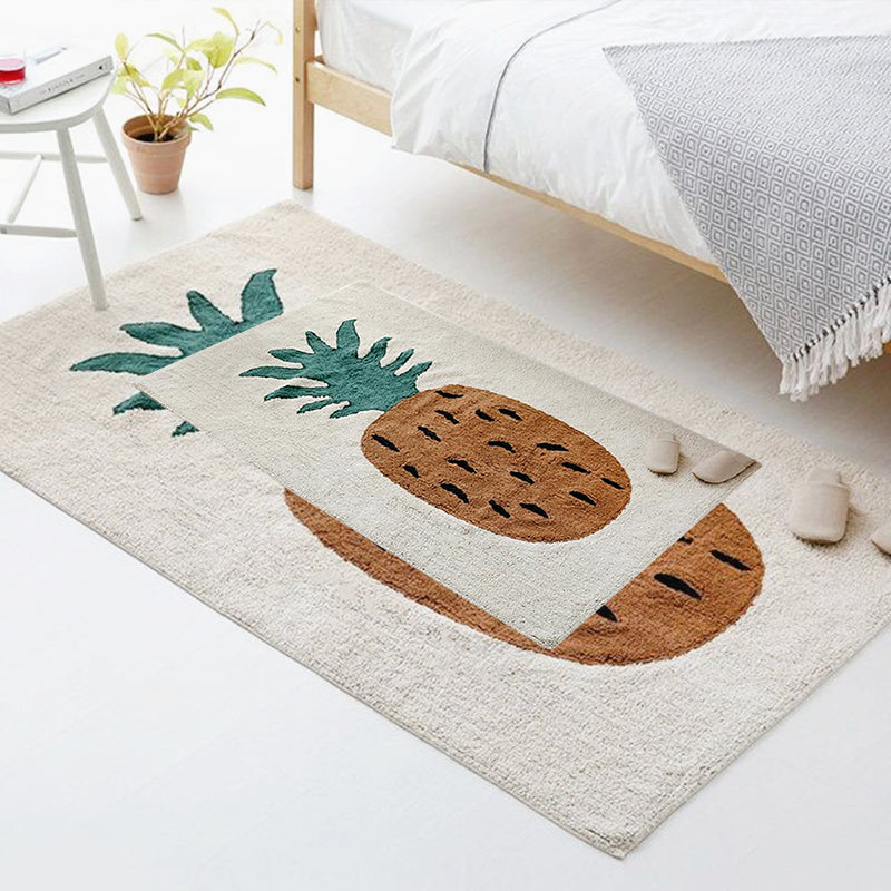 Brown Kids Bedroom Rug Lovely Cartoon Pineapple Pattern Rug Blended Easy Care Pet Friendly Carpet Clearhalo 'Area Rug' 'Rug' 2213995