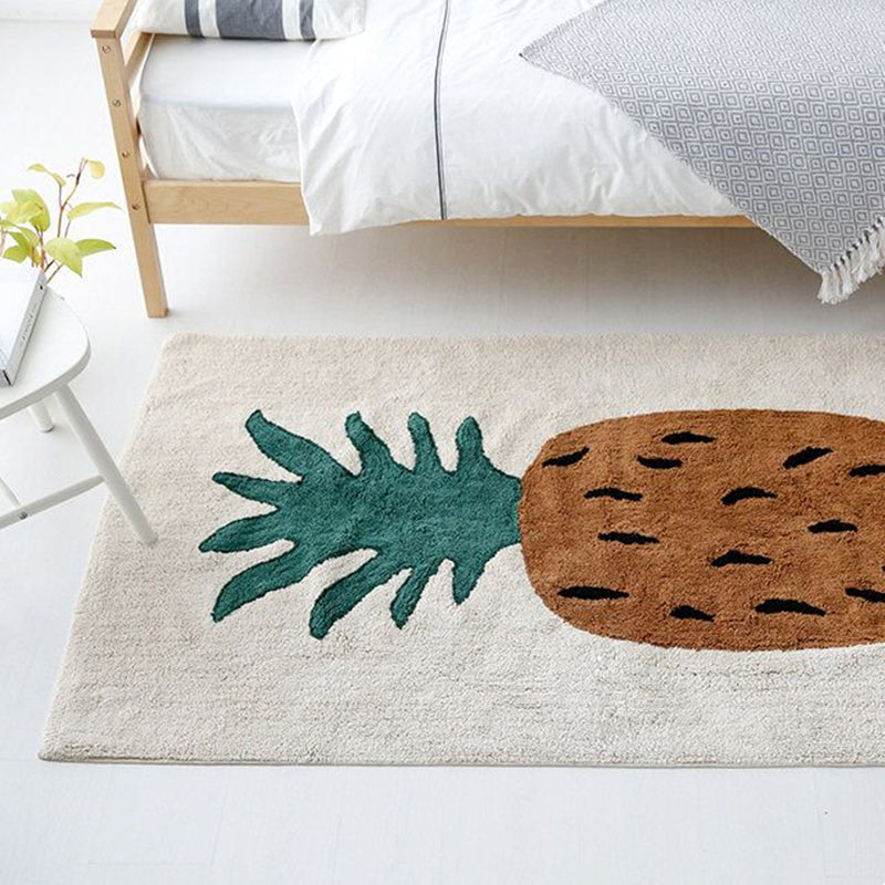 Brown Kids Bedroom Rug Lovely Cartoon Pineapple Pattern Rug Blended Easy Care Pet Friendly Carpet Clearhalo 'Area Rug' 'Rug' 2213996