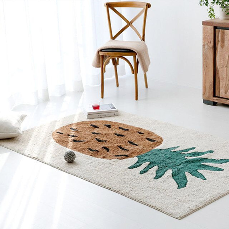 Brown Kids Bedroom Rug Lovely Cartoon Pineapple Pattern Rug Blended Easy Care Pet Friendly Carpet Clearhalo 'Area Rug' 'Rug' 2213997