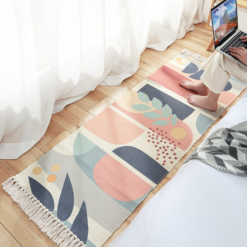 Modern Kids Bedroom Rug Multi Color Plant Printed Carpet Non-Slip Backing Handmade Indoor Rug Clearhalo 'Area Rug' 'Modern' 'Rugs' Rug' 2214013