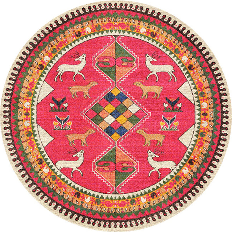 Vintage Multi Color Boho Rug Polyster Southwestern Print Indoor Rug Non-Slip Backing Washable Carpet for Living Room Pink Clearhalo 'Area Rug' 'Bohemian' 'Rugs' Rug' 2214091