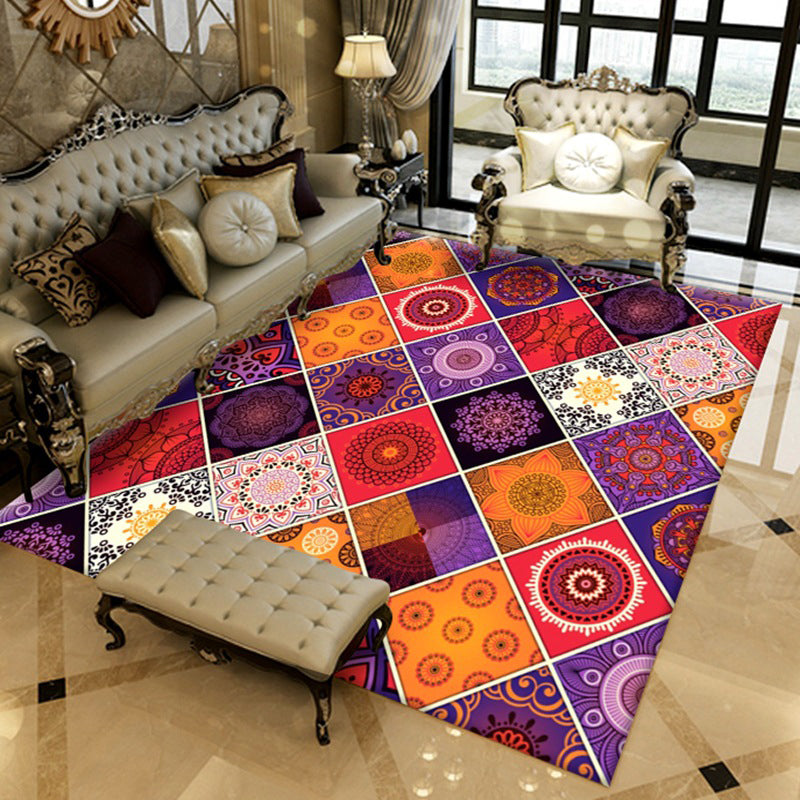 Americana Living Room Rug Multi Color Southwestern Print Carpet Polypropylene Anti-Slip Machine Washable Rug Purple Clearhalo 'Area Rug' 'Bohemian' 'Rugs' Rug' 2214245