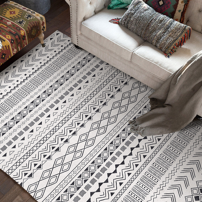 Simple Boho Rug Multi Color Geo Printed Area Rug Pet Friendly Washable Anti-Slip Backing Carpet for Room Black-White Clearhalo 'Area Rug' 'Bohemian' 'Rugs' Rug' 2214439