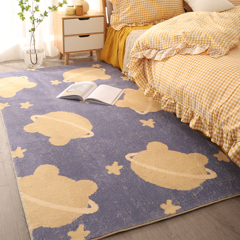 Cute Childrens Bedroom Rug Multicolor Cartoon Printed Area Carpet Synthetics Non-Slip Backing Pet Friendly Rug Blue Clearhalo 'Area Rug' 'Rug' 2214466