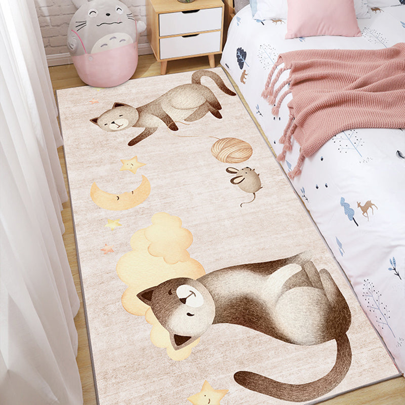 Lovely Childrens Room Rug Multicolor Cartoon Animal Print Carpet Polypropylene Non-Slip Backing Washable Rug Brown Clearhalo 'Area Rug' 'Rug' 2214560