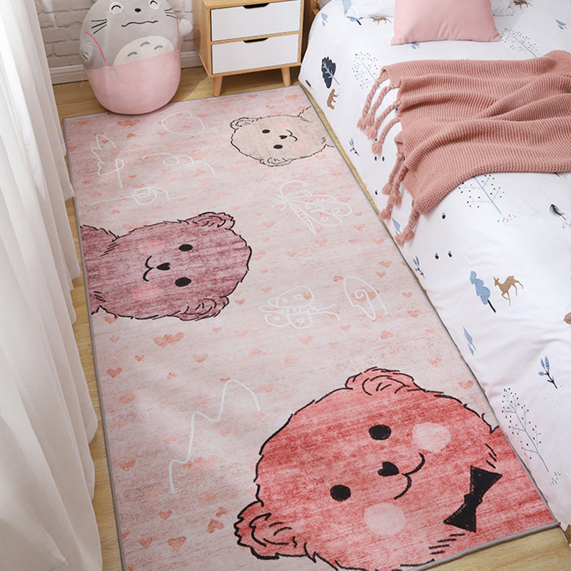 Lovely Childrens Room Rug Multicolor Cartoon Animal Print Carpet Polypropylene Non-Slip Backing Washable Rug Pink Clearhalo 'Area Rug' 'Rug' 2214562