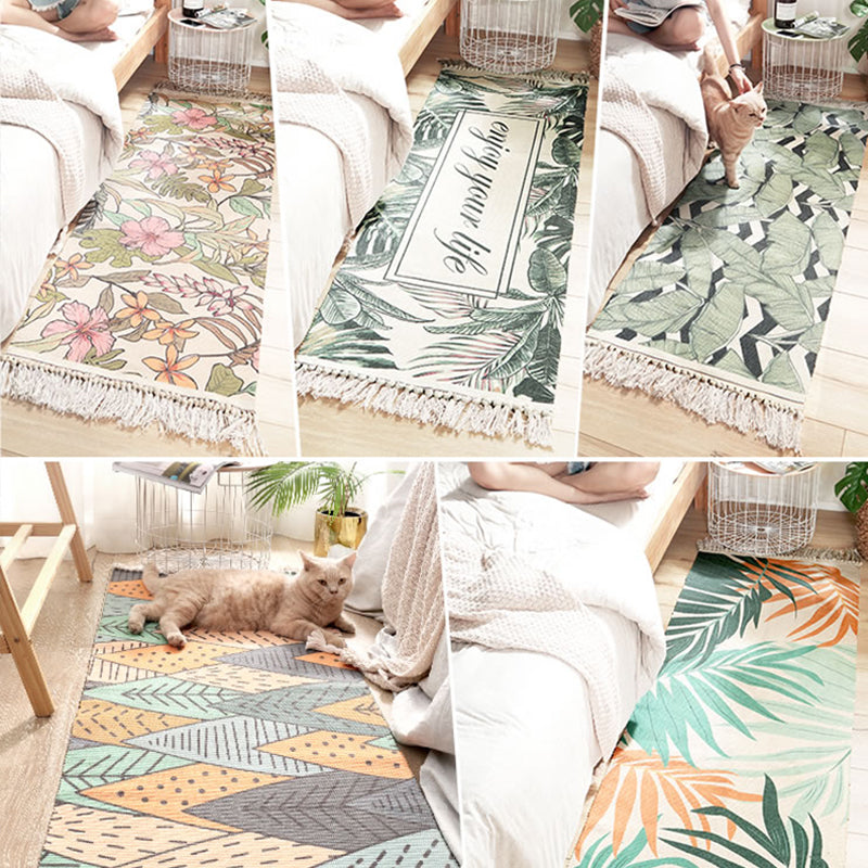 Multi Color Decoration Rug Tropical Plant Patterned Area Carpet Cotton Easy Care Machine Washable Rug Clearhalo 'Area Rug' 'Rug' 2214760