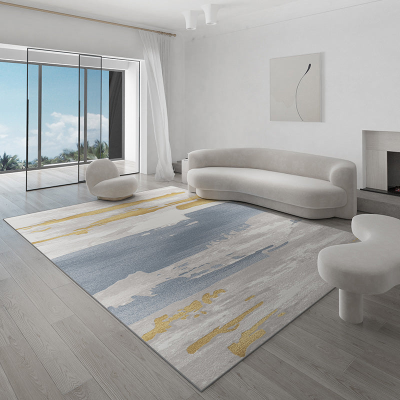Cyberpunk Home Decoration Rug Multi Color Abstract Print Indoor Rug Cotton Blend Pet Friendly Non-Slip Carpet Light Blue-Yellow Clearhalo 'Area Rug' 'Rug' 2215089