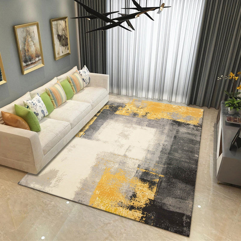 Steampunk Living Room Rug Multi Colored Abstract Print Carpet Cotton Blend Pet Friendly Easy Care Rug Yellow Clearhalo 'Area Rug' 'Rug' 2215198