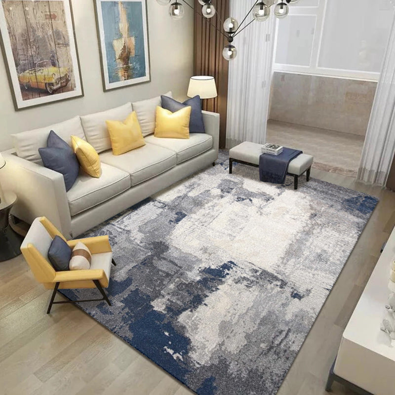 Steampunk Living Room Rug Multi Colored Abstract Print Carpet Cotton Blend Pet Friendly Easy Care Rug Blue Clearhalo 'Area Rug' 'Rug' 2215201