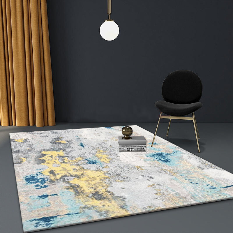 Modern Abstract Patterned Rug Multi-Color Cotton Blend Area Rug Anti-Slip Backing Washable Carpet for Decor Gray-Gold Clearhalo 'Area Rug' 'Rug' 2215357