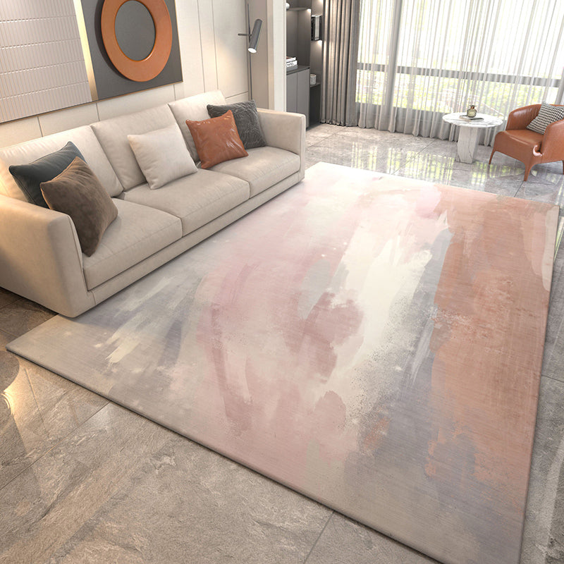 Multi Color Abstract Print Rug Cotton Blend Funky Rug Pet Friendly Easy Care Area Carpet for Living Room Light Pink Clearhalo 'Area Rug' 'Rug' 2215585