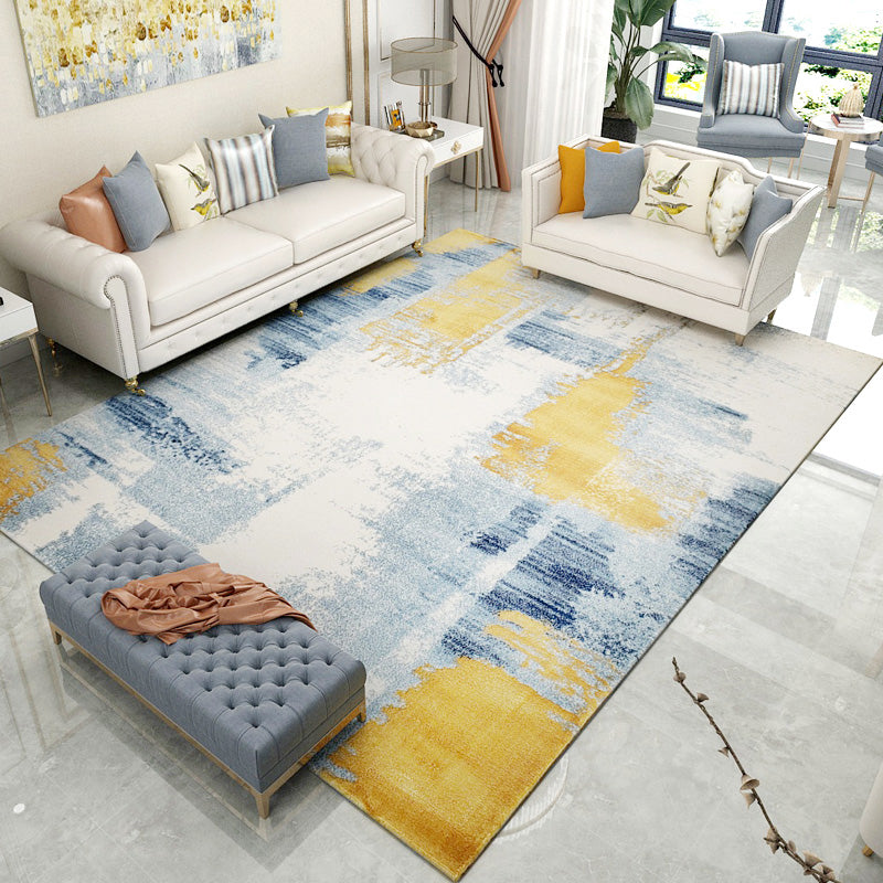 Contemporary Parlor Rug Multi Color Abstract Printed Carpet Cotton Blend Non-Slip Backing Washable Indoor Rug Golden Clearhalo 'Area Rug' 'Rug' 2215634